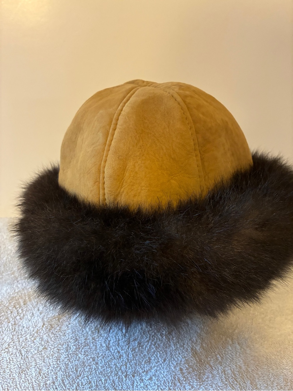 Vintage Four Peaks Lambskin Suede & Possum Fur Cossack Hat